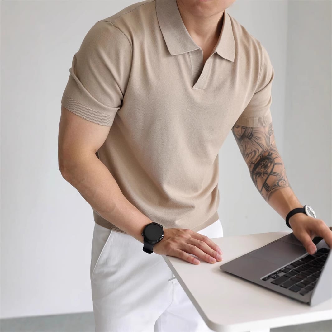 Lightly Mature Summer Ice Silk Men's Lapel Knitwear view 8