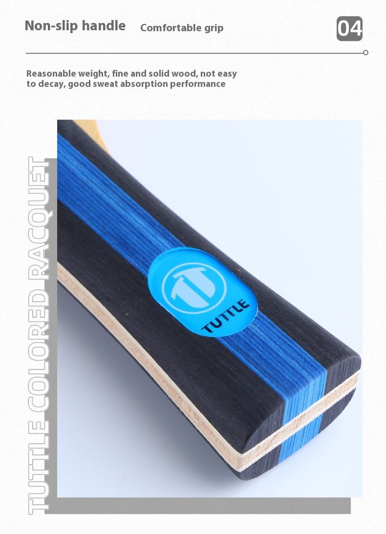 Colorful Pure Wood Single Racket Cover Professional High Elastic Long Handle Horizontal view 10