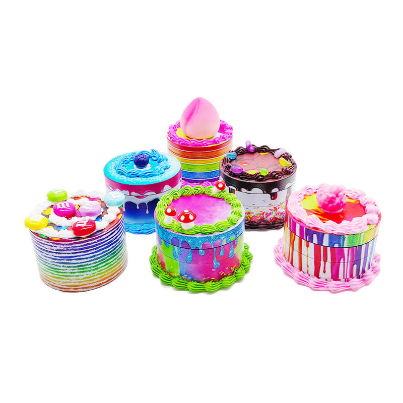 Zinc Alloy Birthday Cake Shape Smoke Eliminator Creative Household Tobacco Spice Grinder view 3