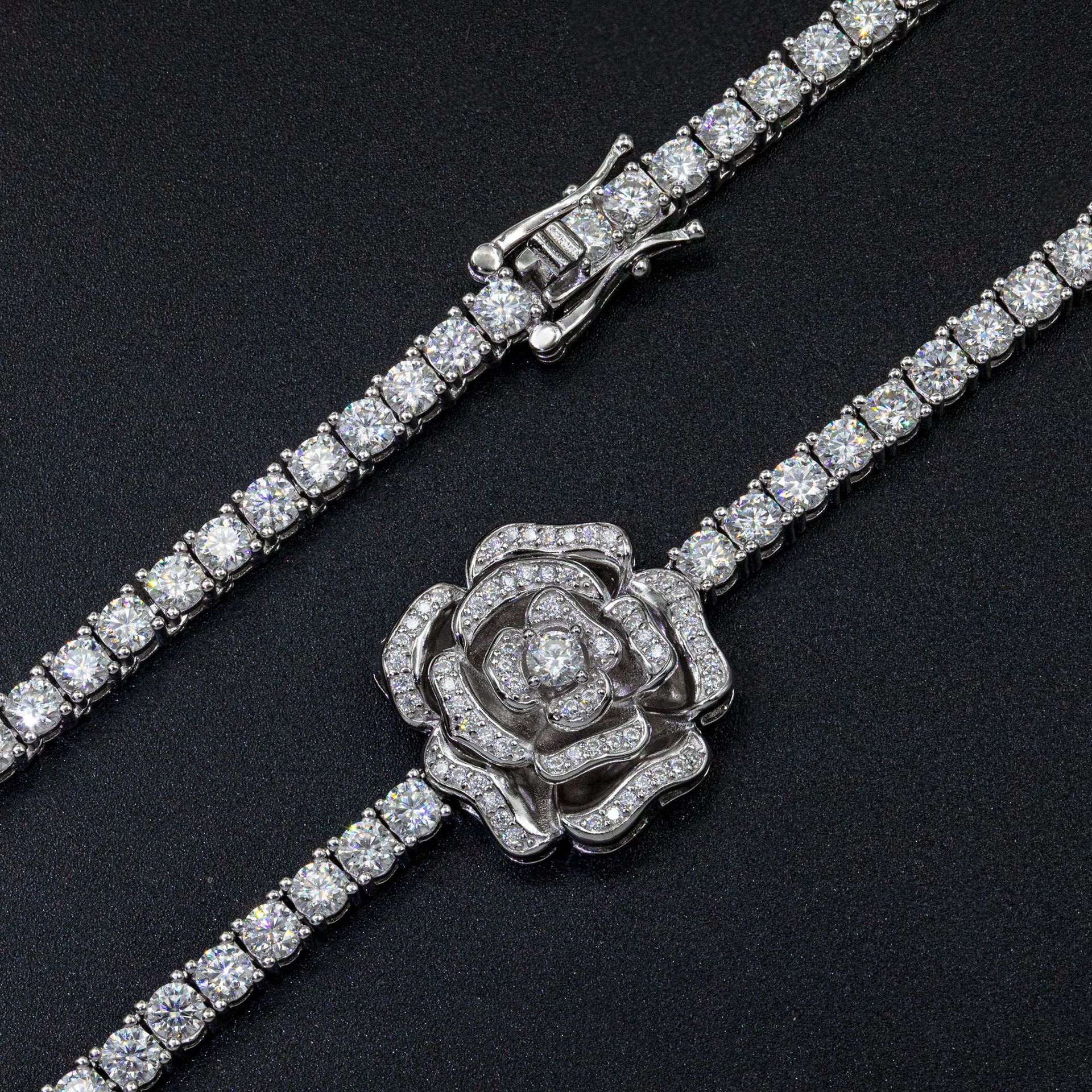 925 Silver Set Moissani Hip-hop Personalized Rose Necklace view 2