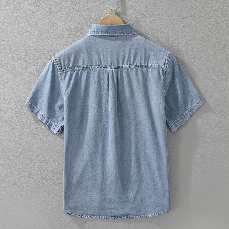 8269 Japanese-style Retro Denim Short Sleeve Shirt view 4