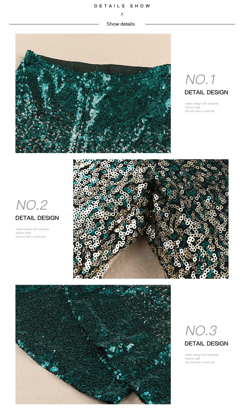 Gradient Color Wide Leg European And American High Waist Slim-fit Sequined Flared Pants view 6