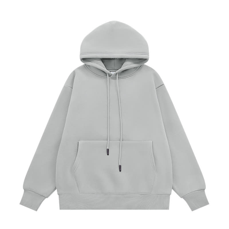 Fleece-lined Thick Hooded Solid Color Hoodie Suit view 14