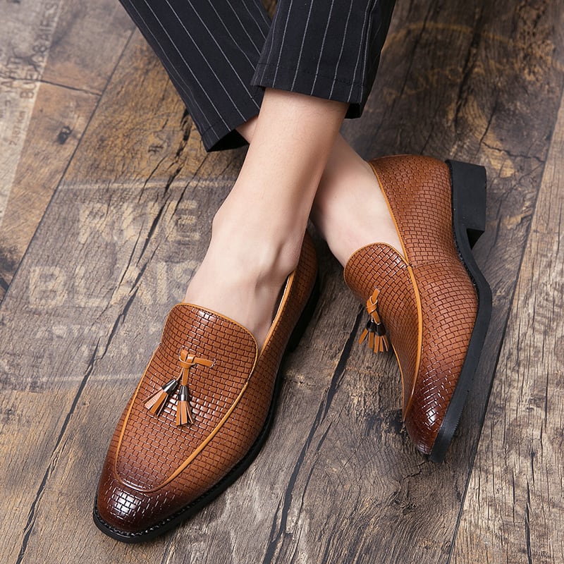 Pointed Men's Slip On Leather Shoes view 13