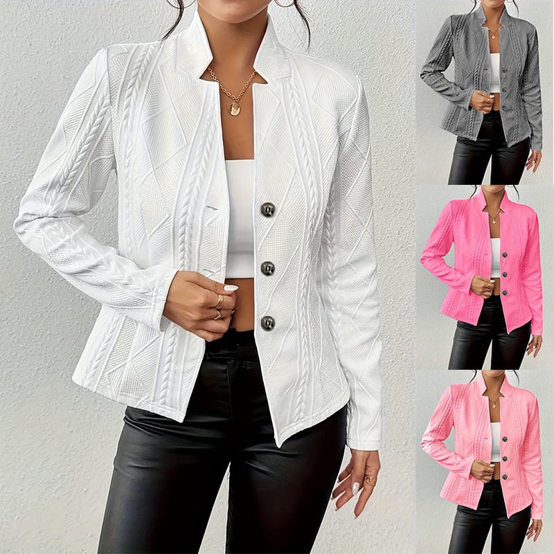 Women's Blazer Jacket Suit Coat Single-breasted Stand Collar Tops Slim Outerwear Temperament Office Jacket view 6