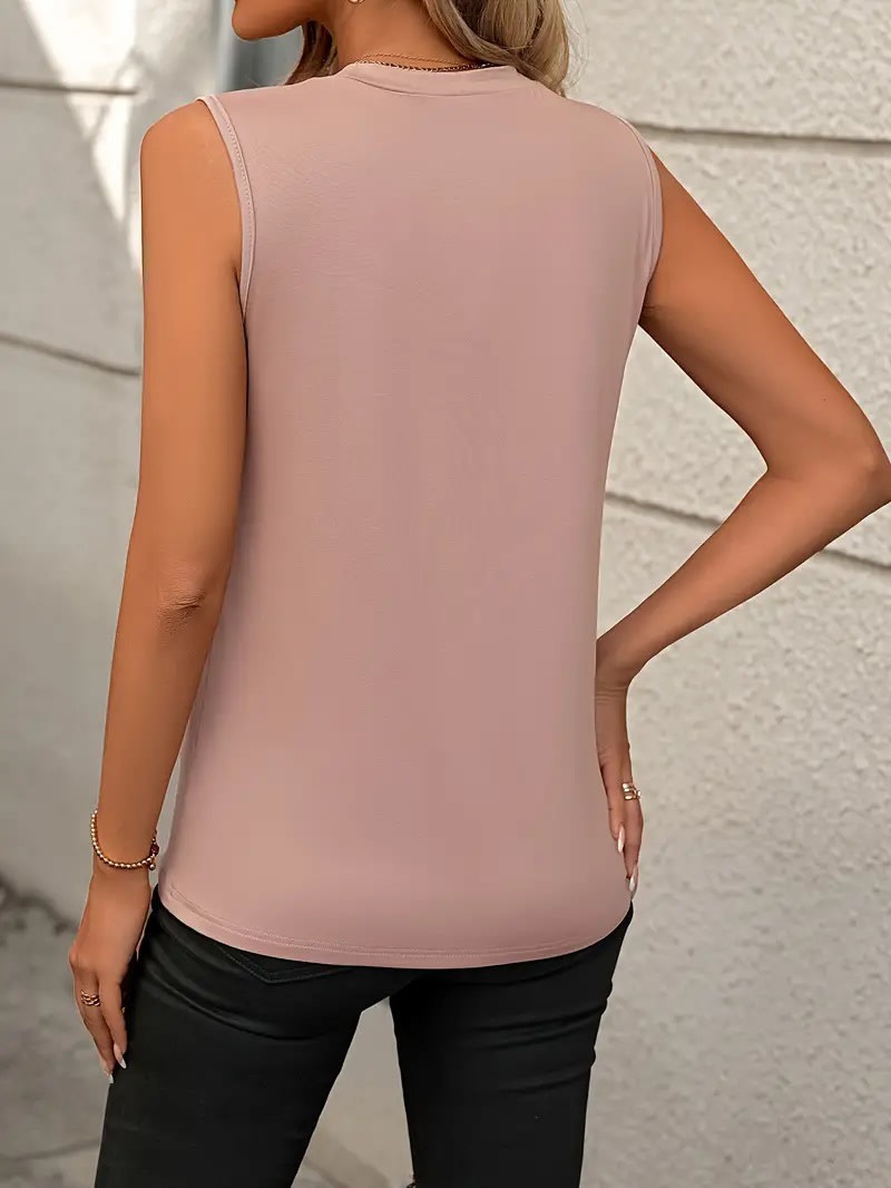 Summer Women's Solid Color Round Neck Sleeveless Loose T-shirt Shirt Vest view 19