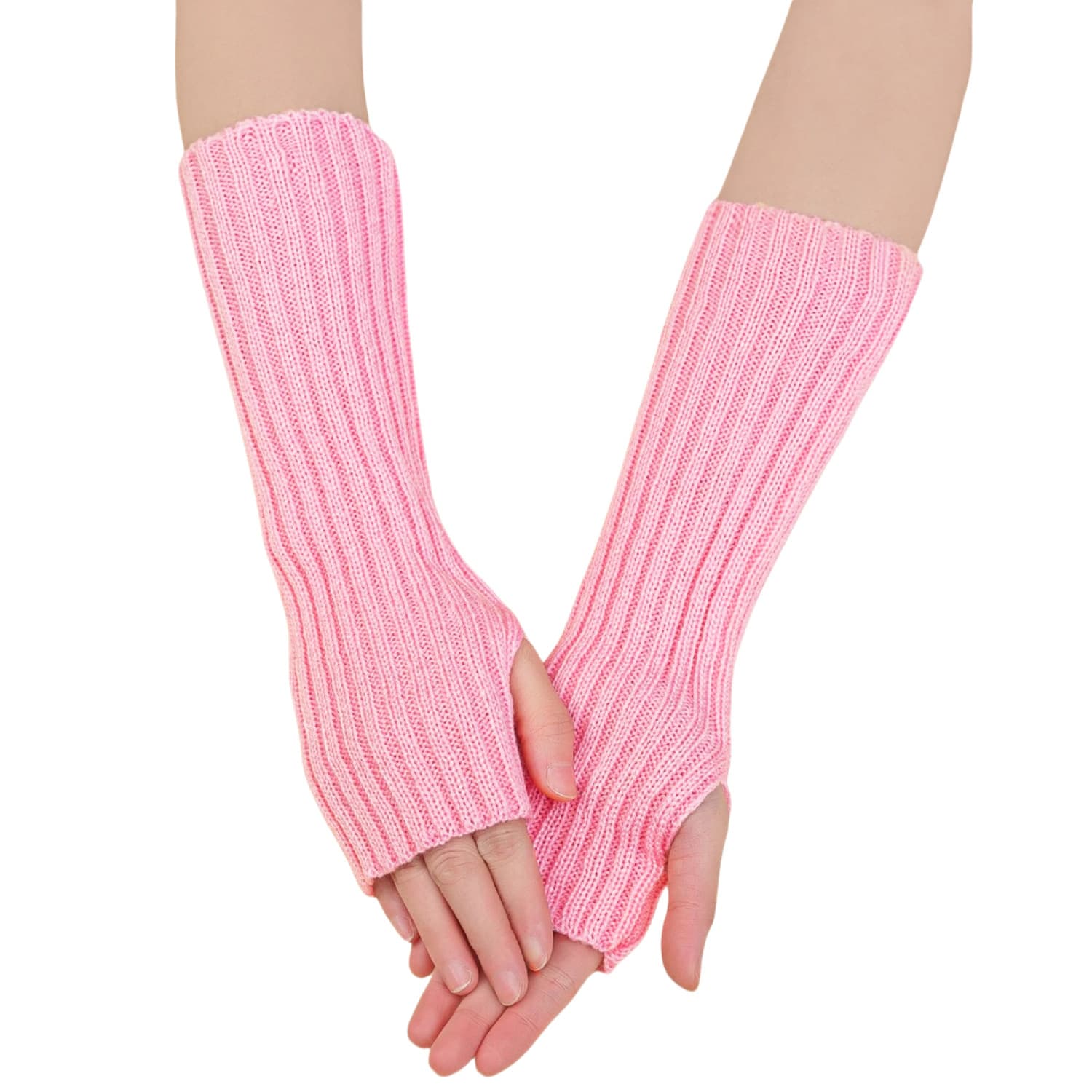 30-length Striped Gloves New Autumn And Winter Wool Sleeve Knitted Warm Fingerless Oversleeve view 15