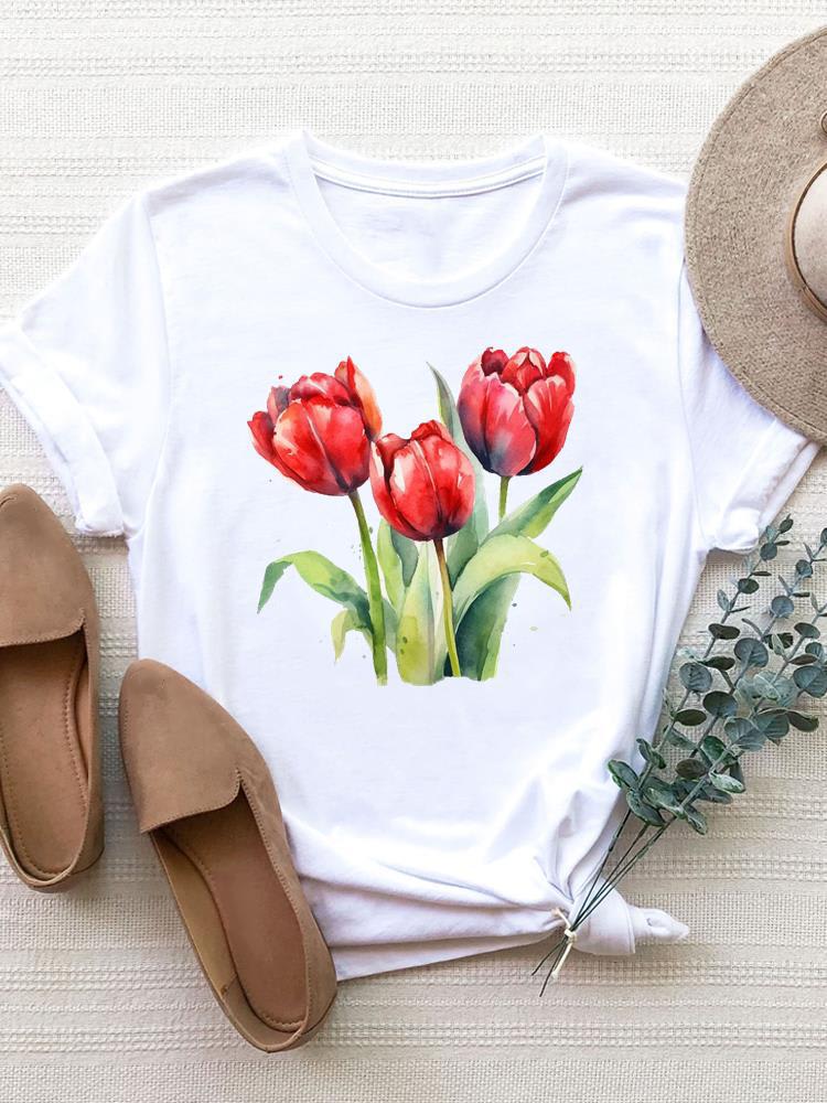 Women's Fashion Printing Short Sleeve T-shirt Top view 11
