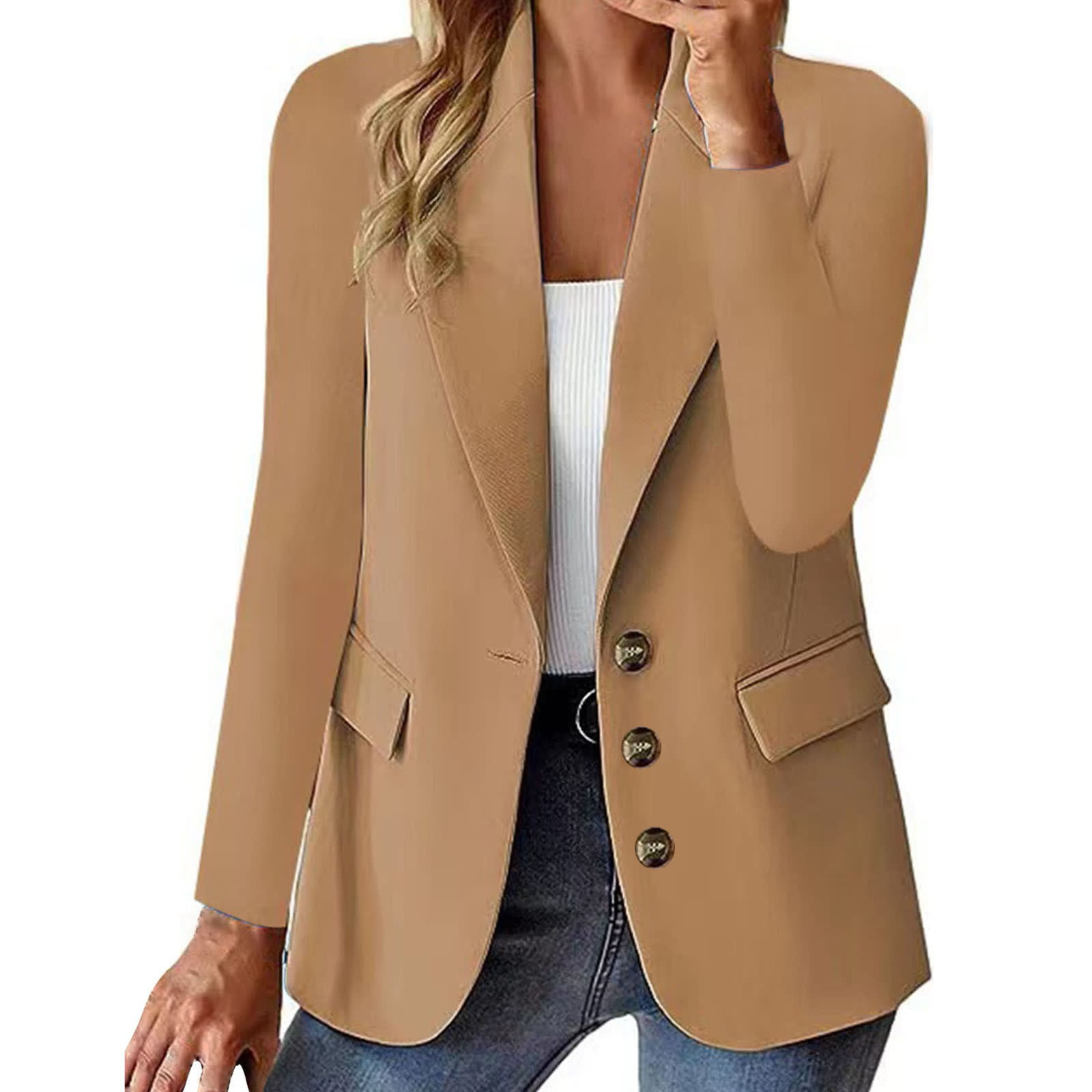 Fashion Casual Women Blazer Long-sleeved Solid Color Casual Cardigan Small Suit Jacket For Women Elegant Office Lady Outerwear view 10