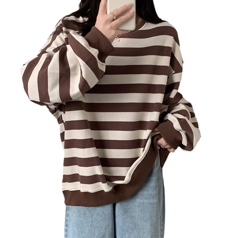 Retro Printed Crew Neck Sweatshirt Women view 18
