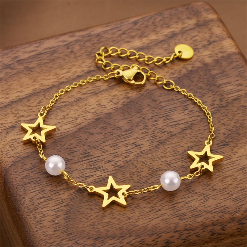 Xingyue Zircon Pearl Titanium Steel Bracelet Female Niche view 2