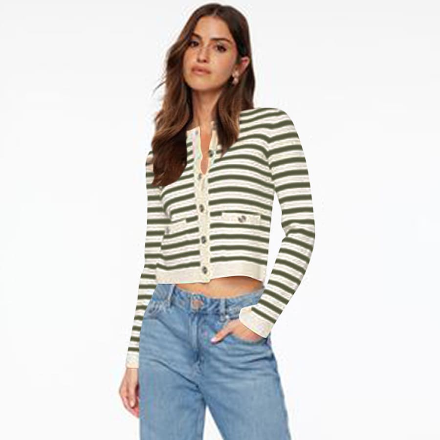 Comfort And Casual Long Sleeve Striped Button Top view 3