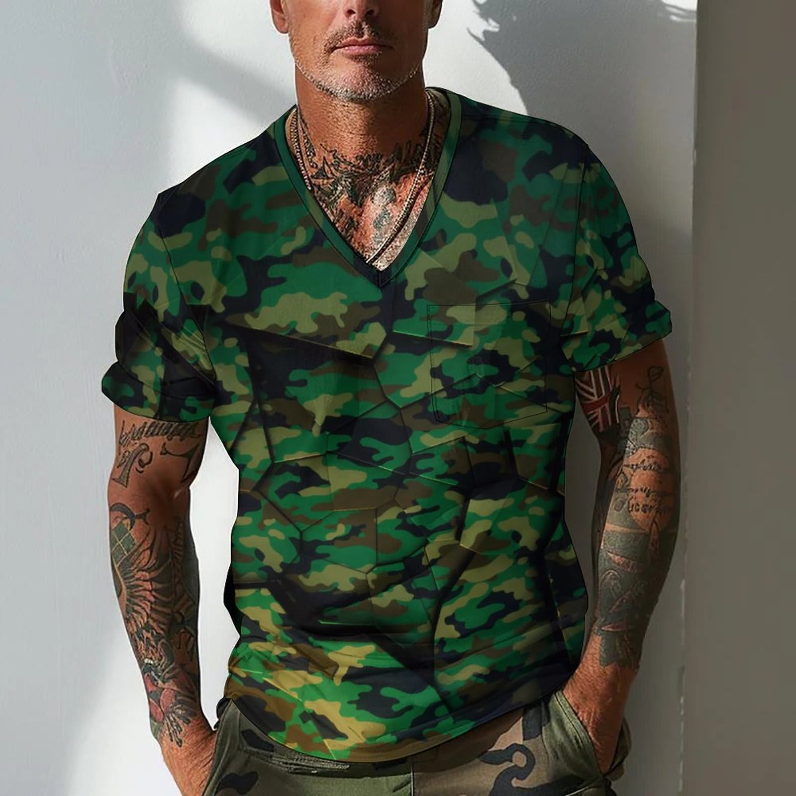 Summer Men's Design Camouflage Breathable Loose Fashion Short Sleeve view 13