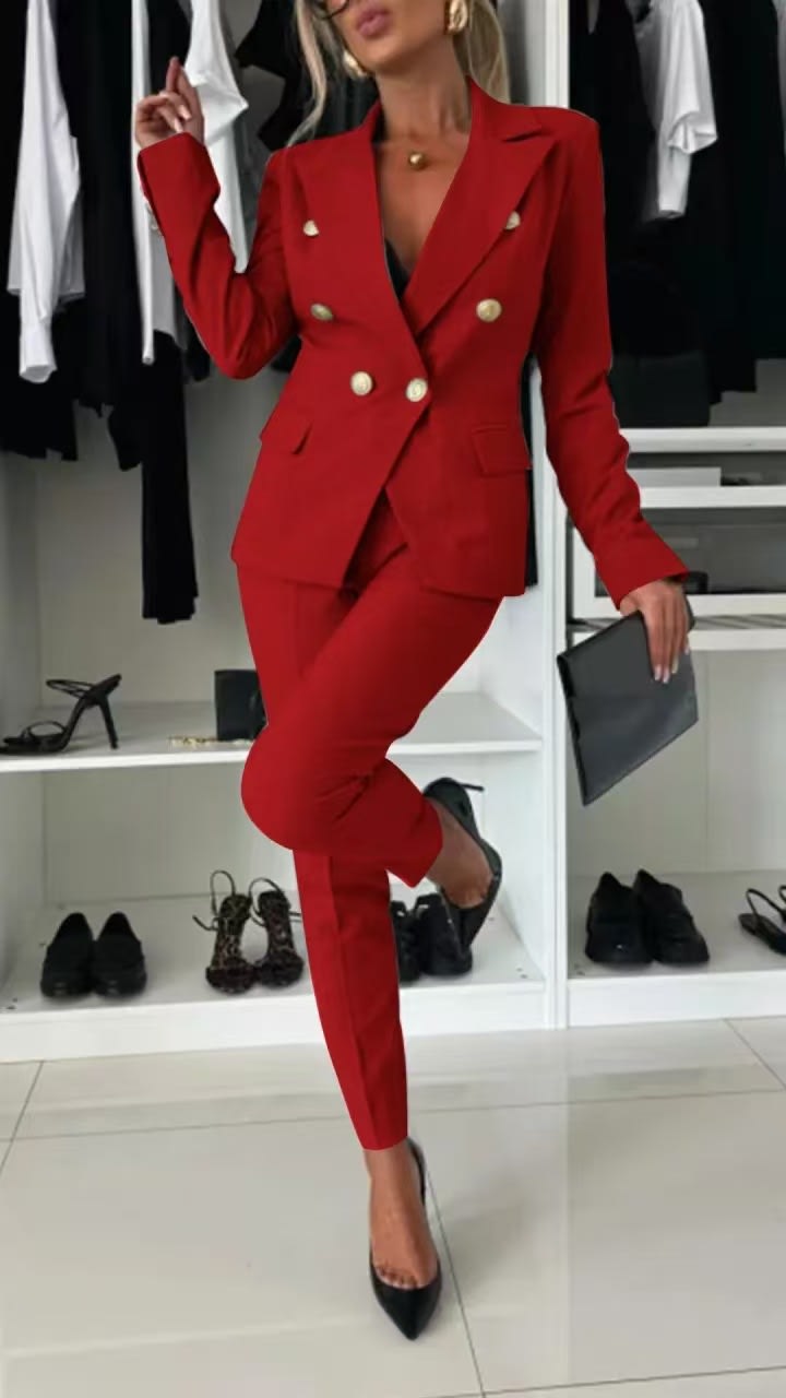 New All-matching Casual Suit Lapel Button-down Jacket And Slim-fit Trousers For Women's Office Business Set Clothing view 14