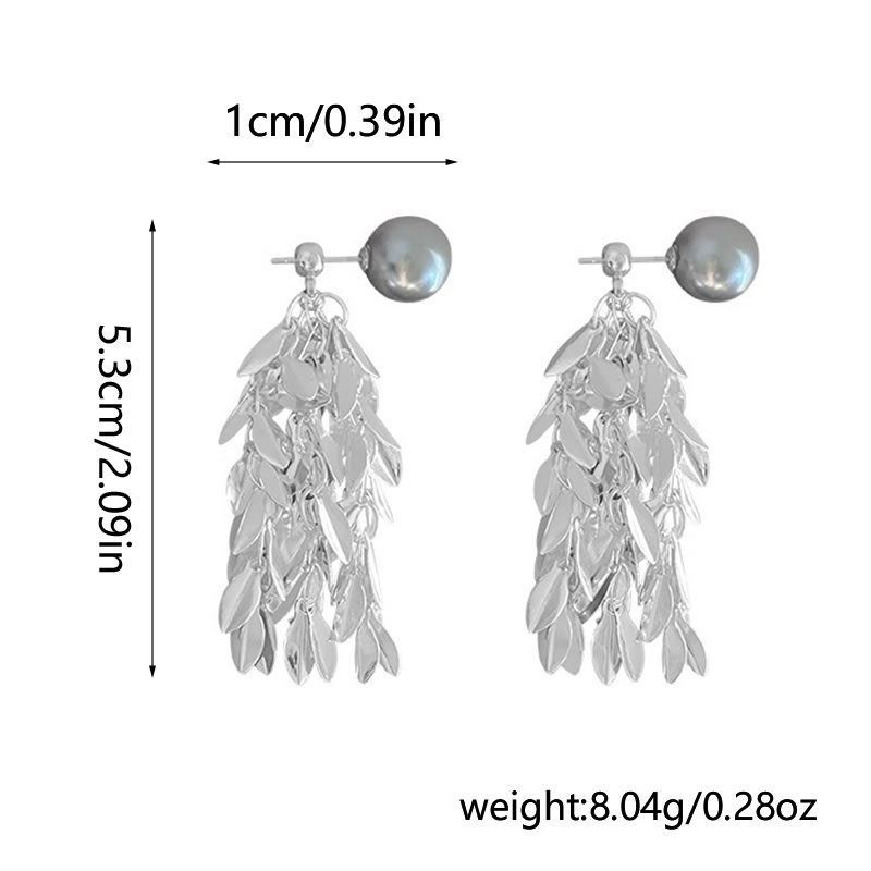 Sparkling Gray Pearl Tassel Earrings view 2
