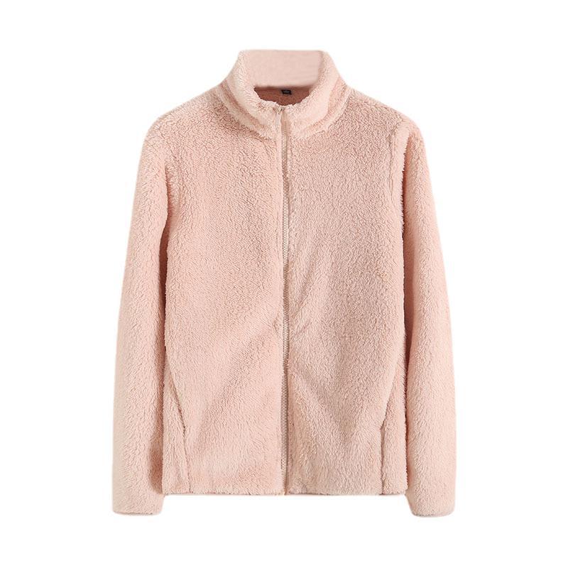 Women's Long Fleece Fleece Cardigan Zipper Coat view 5