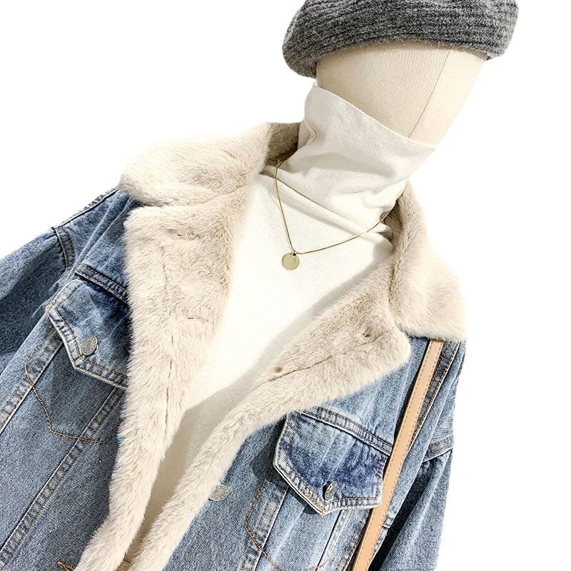 Denim Coat Women's Loose Lambswool Casual All-matching view 4