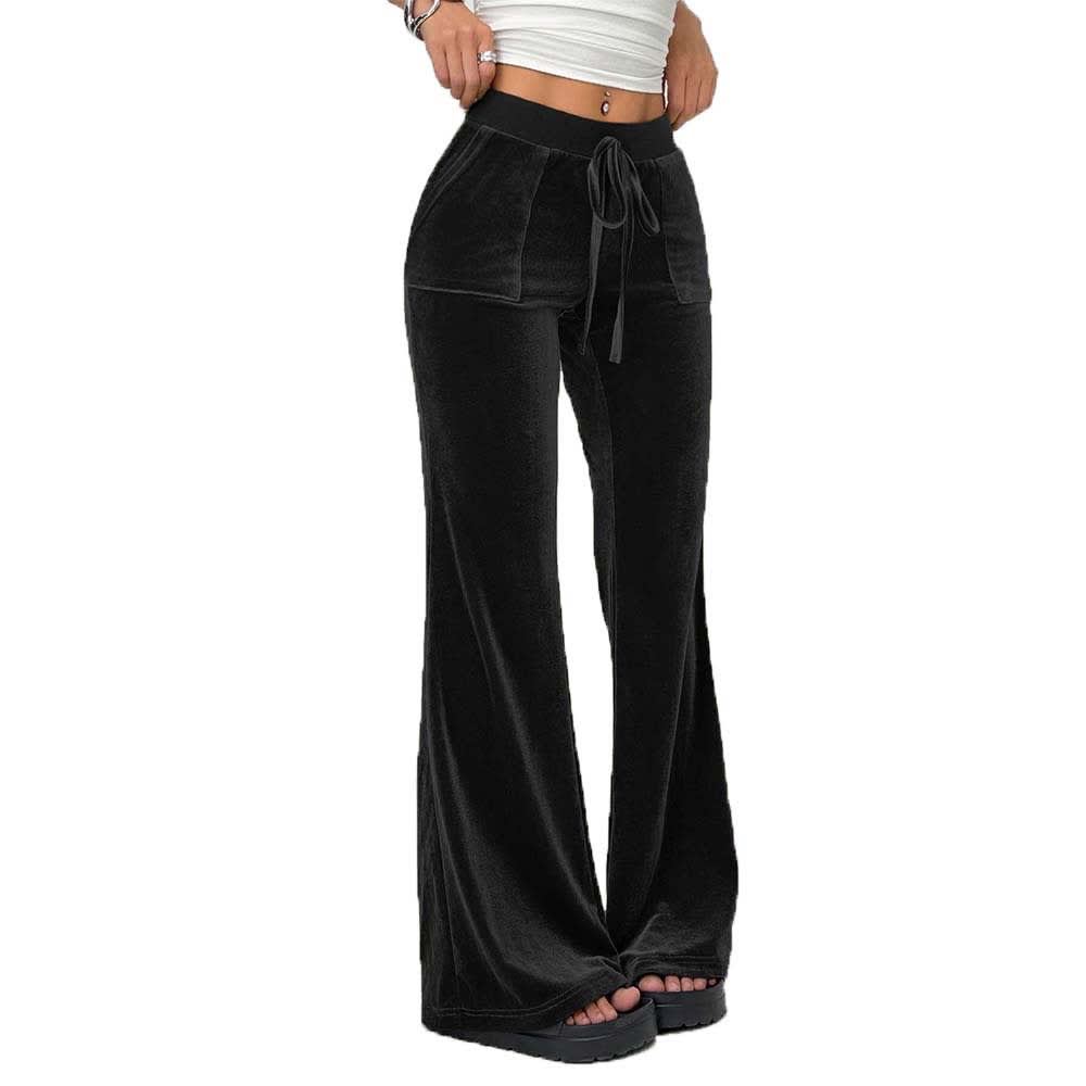 Simple Temperament Velvet Casual Pants Autumn And Winter Drawstring Leg Slimming Wide Leg Trousers view 3