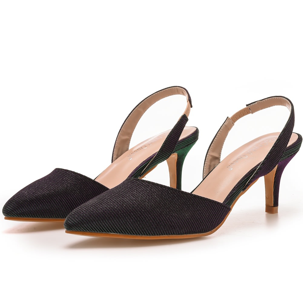 6cm Low-cut Pointed-toe Color-changing Cloth Plus Size Sandals view 31