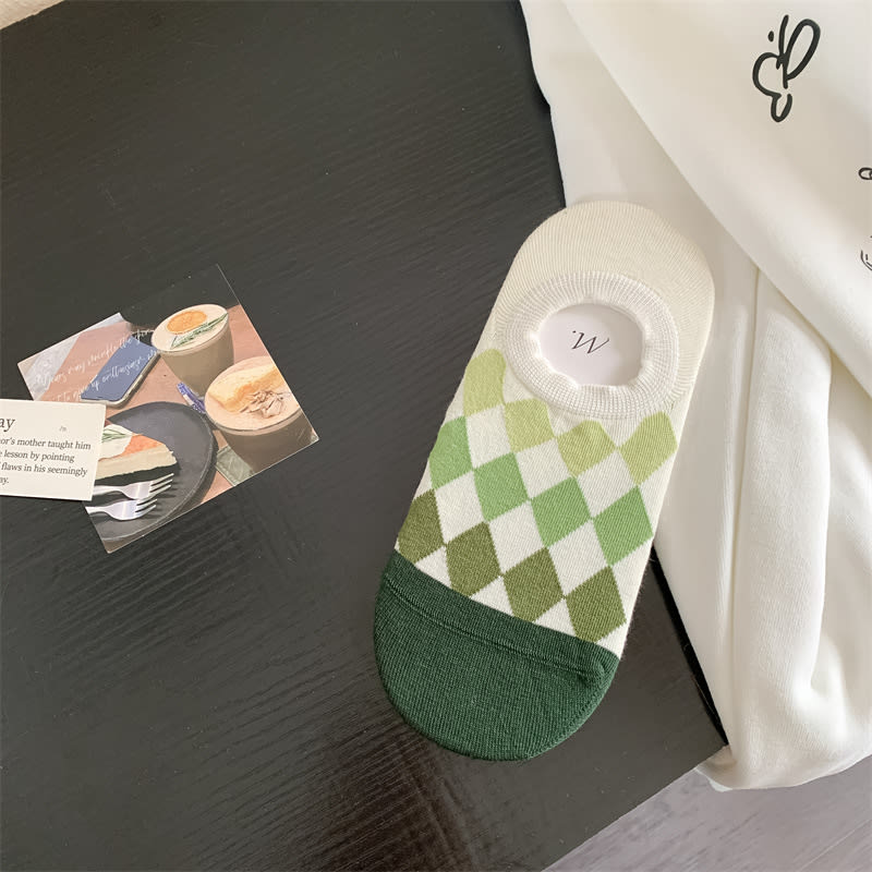 Geometric Pattern Love Stripe Rhombus Women's Low-cut Liners Socks Invisible view 1