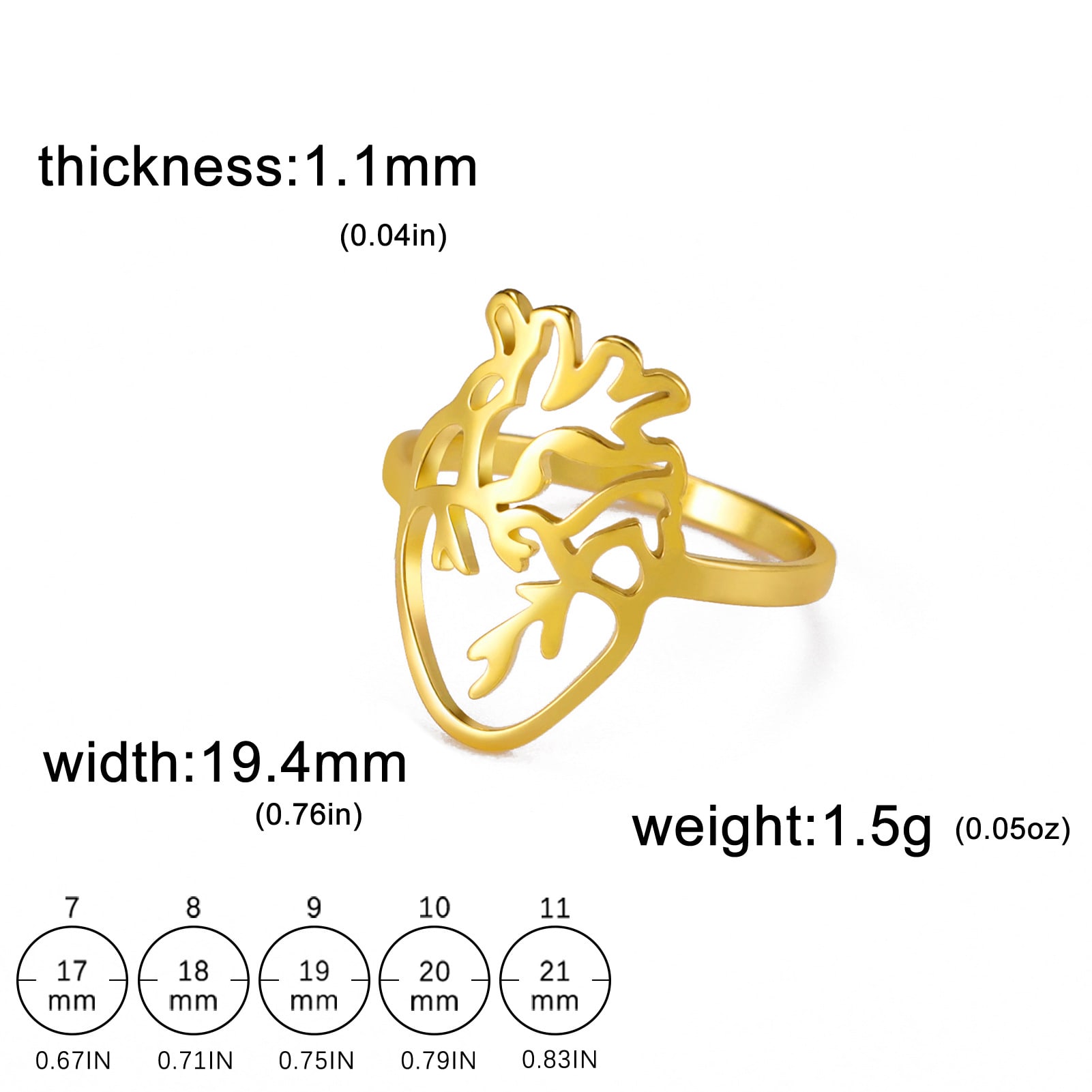 Cut Titanium Steel Hollow-out Brain-shaped Ring view 7