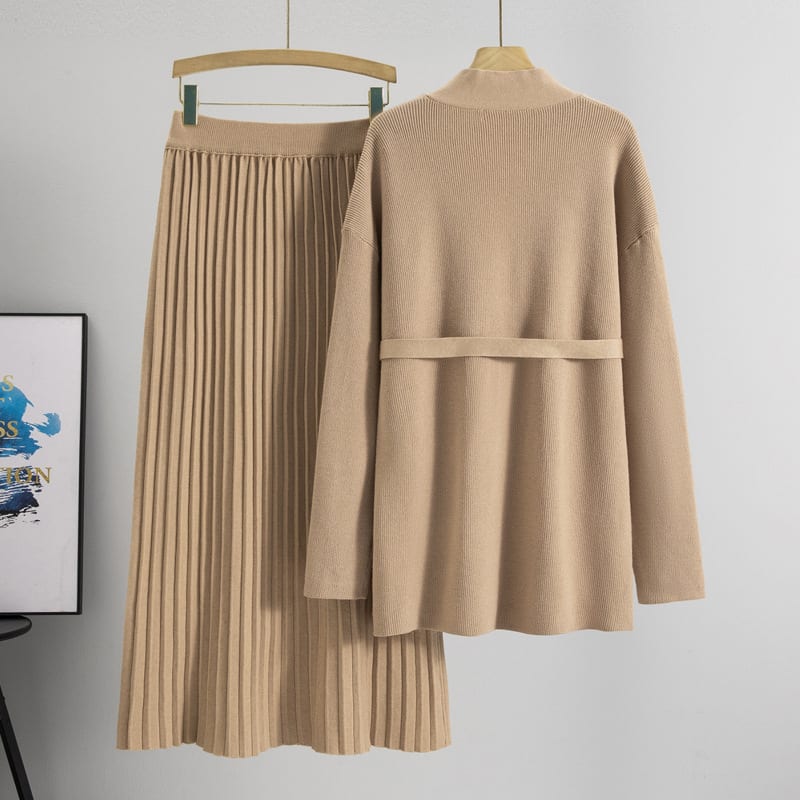 Knitted Skirt Two-piece Pleated Long Skirt Fashion Suit view 8