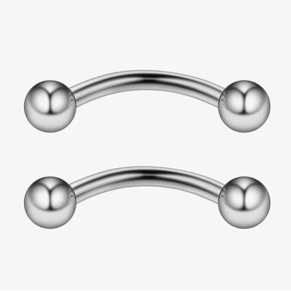 Stainless Steel Brow Nail Curved Rod Ball Piercing Jewelry view 2