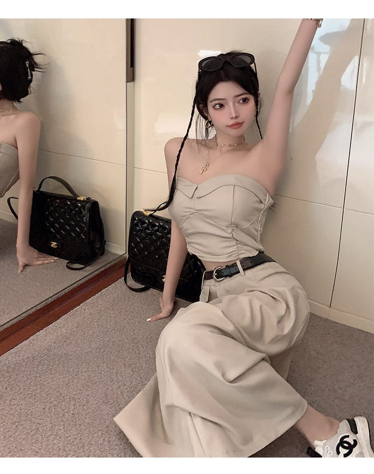 Women's Design Sense Slimming High Waist With Belt Long Skirt Tube Top Two-piece Set view 24