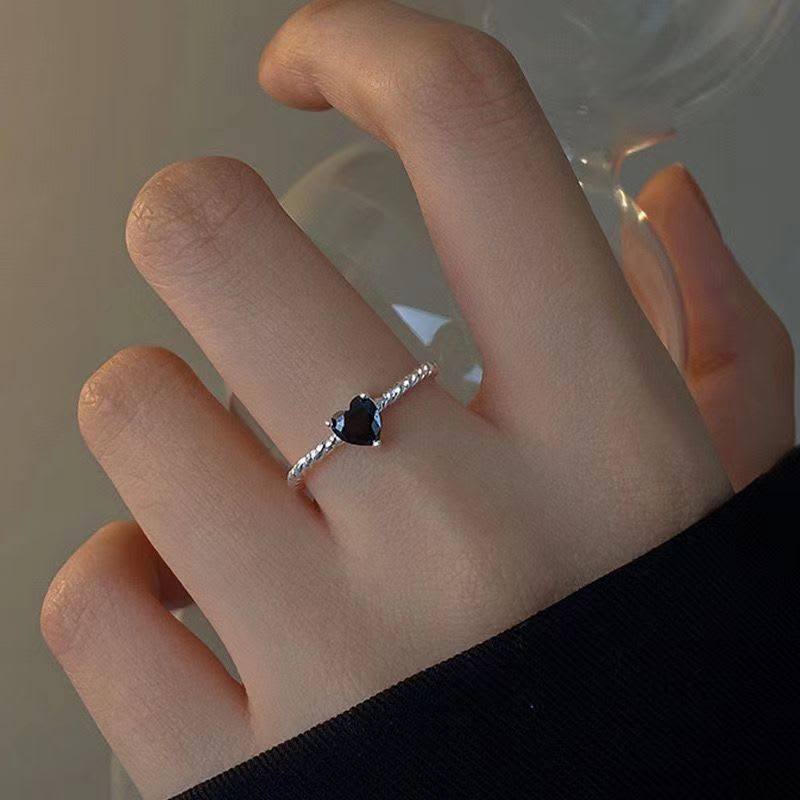 Sweet Cool Style Black Zircon XINGX Ring For Women view 2