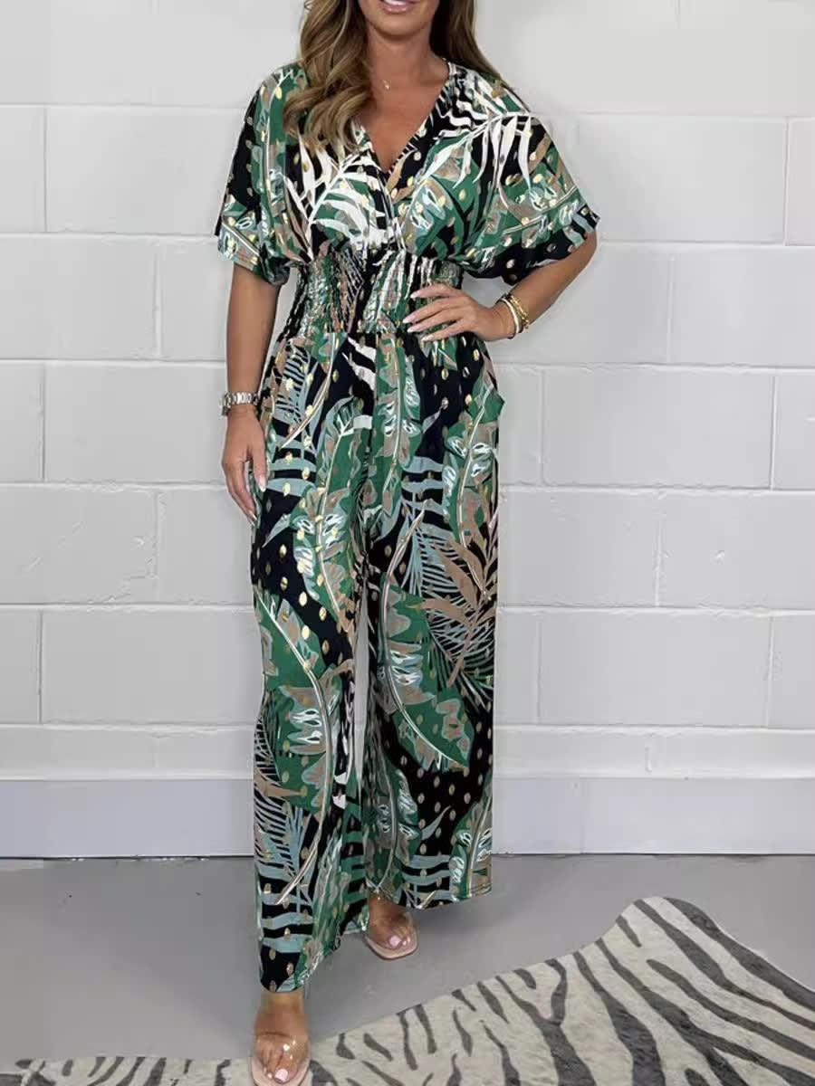 Women's Print Holiday Loose Wide Leg Jumpsuit view 9