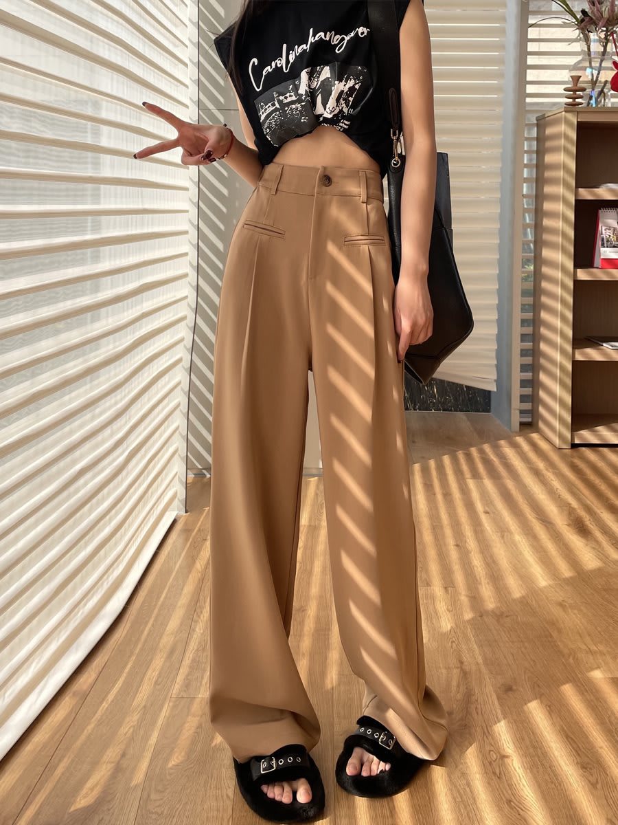 Casual High Waist Drooping Suit Mopping Purple Pants view 5