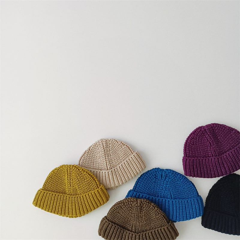 Solid Color Curling Baby Knitted Sleeve Cap
