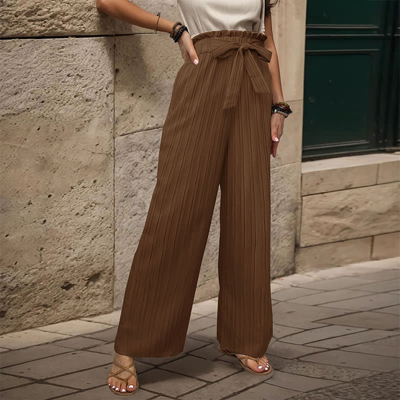 Tied Lotus Leaf Elastic Trousers view 10