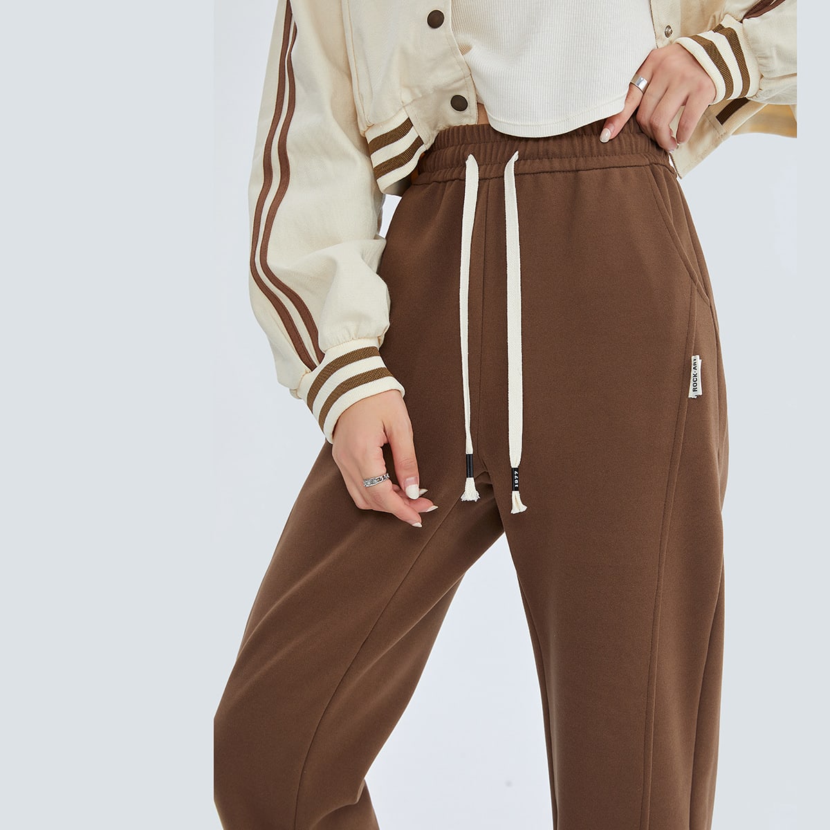 Fleece-lined Thickened Windproof Trousers Casual Pants For Women view 6