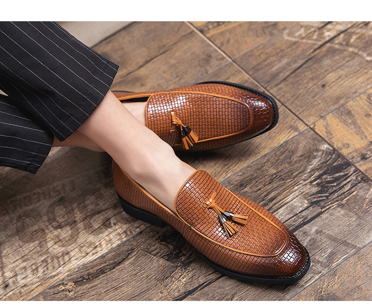Pointed Men's Slip On Leather Shoes view 11