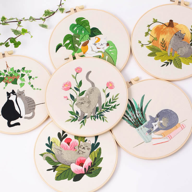 Cat Embroidery Pattern Diy Material Package Kit view 7