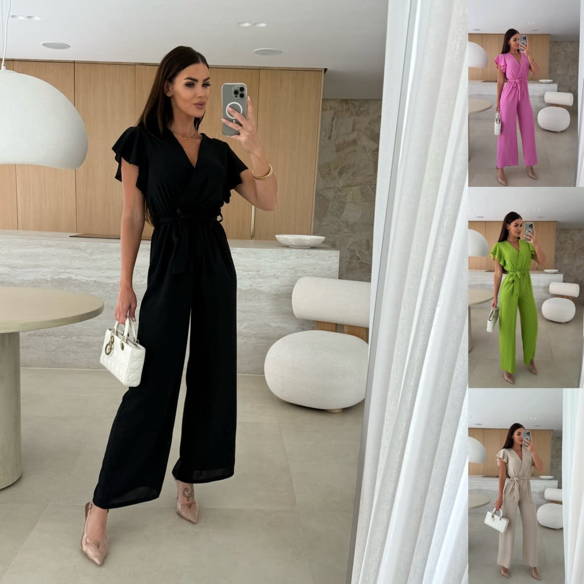 V-neck Lace-up Nipped Waist Trousers Jumpsuit view 5