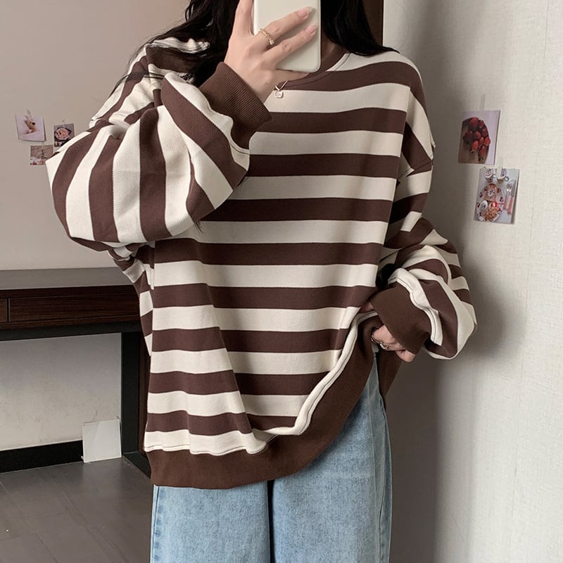 Retro Printed Crew Neck Sweatshirt Women view 4