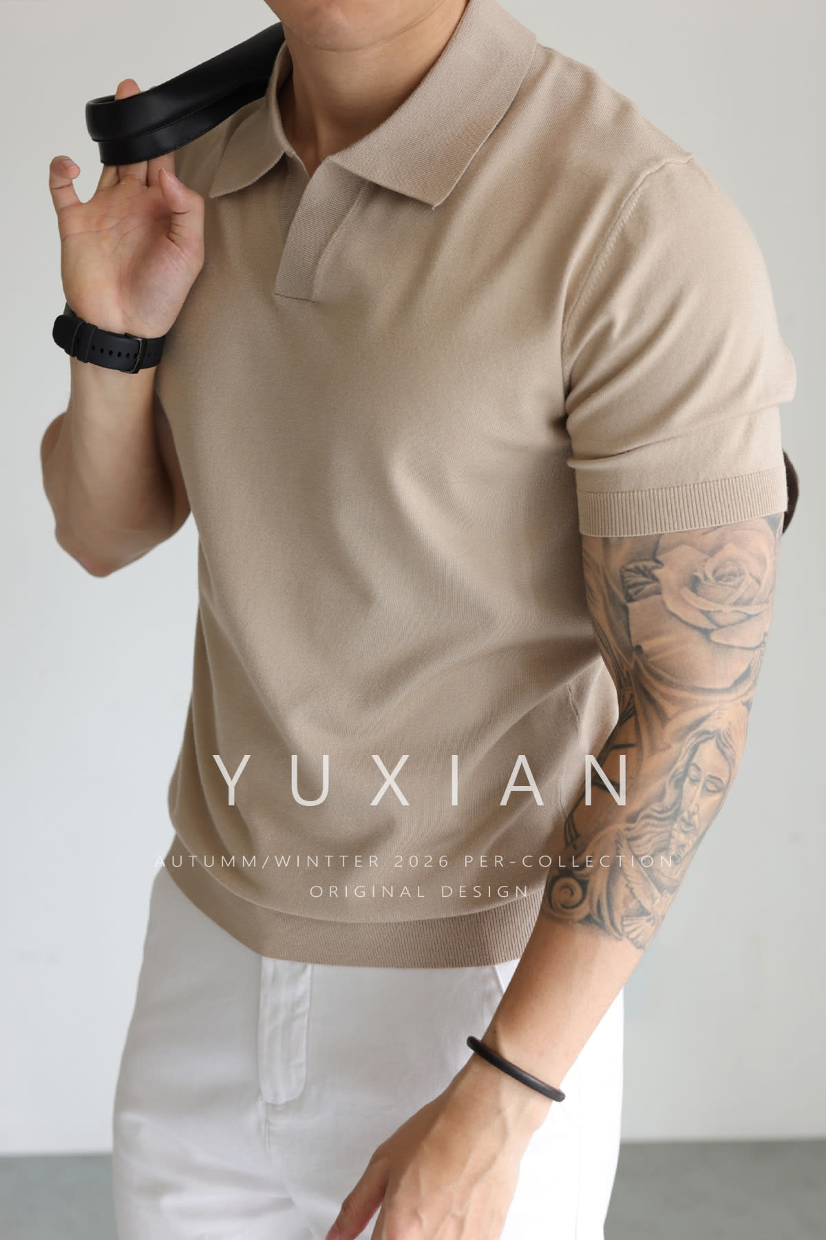 Lightly Mature Summer Ice Silk Men's Lapel Knitwear view 3