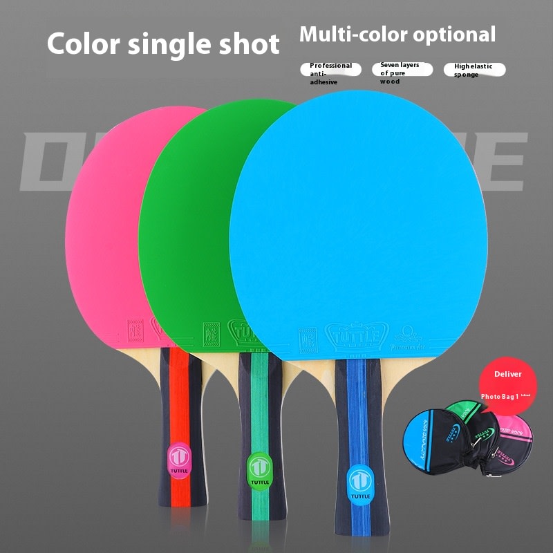 Colorful Pure Wood Single Racket Cover Professional High Elastic Long Handle Horizontal view 13