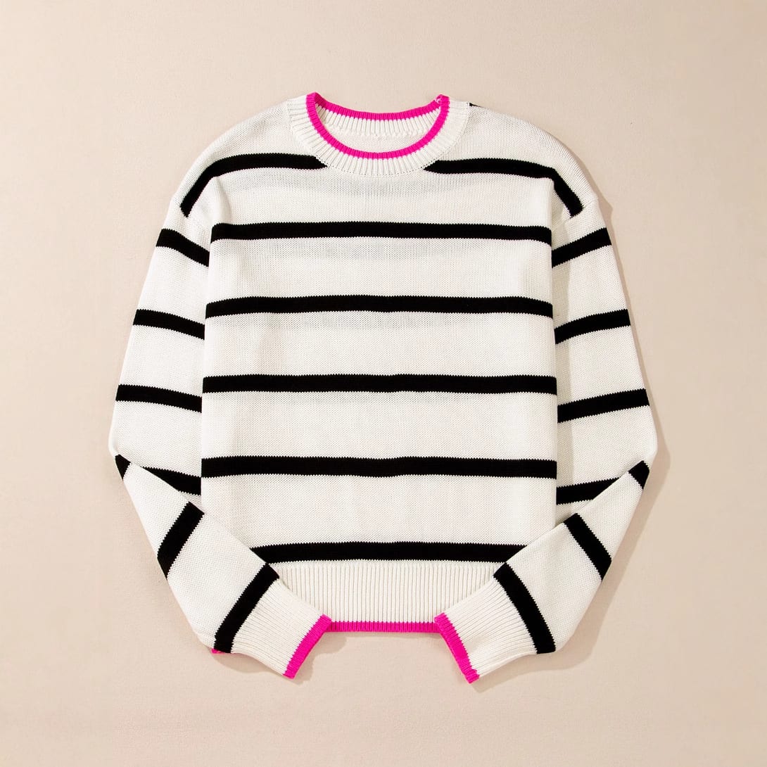 Pullover Sweaters Striped Contrast Color Knitwear view 6