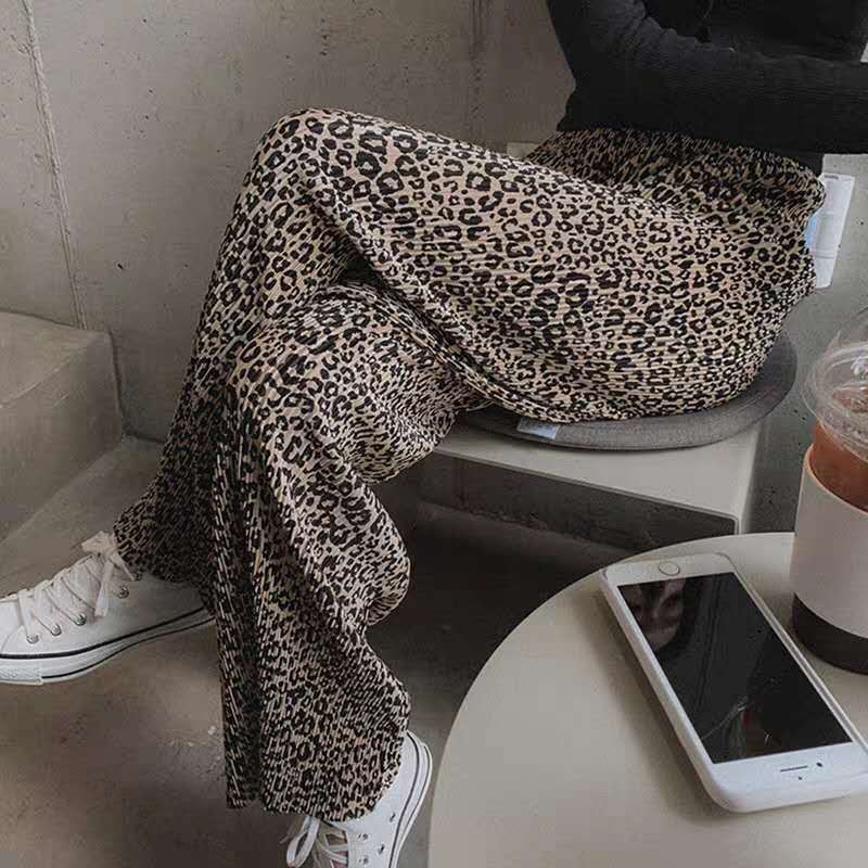 Summer Chiffon Leopard Print Loose Plus Size Casual Wide-leg Pants view 3