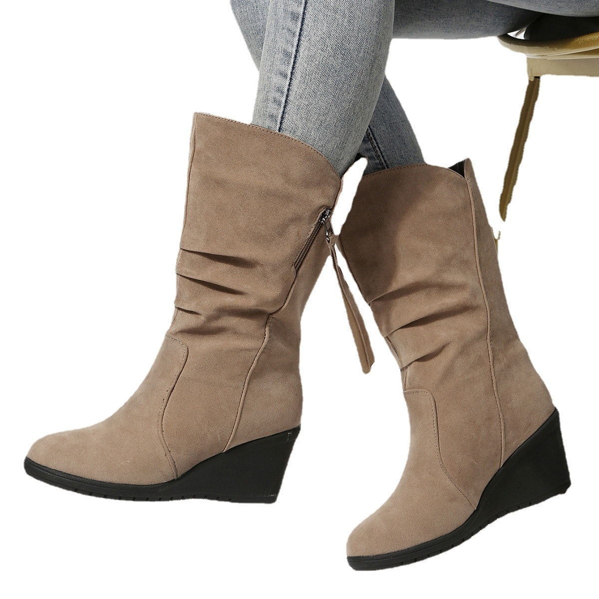 Large Size Low Heel Round Toe Women's Martin Boots view 3
