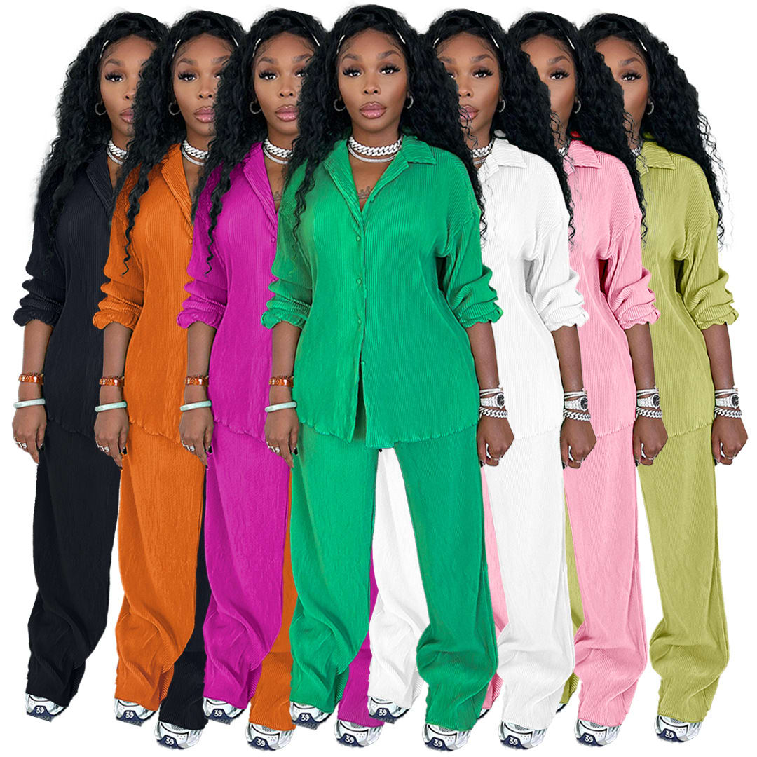 Women's Fashionable And Comfortable Pleated Wide-leg Pants Suit