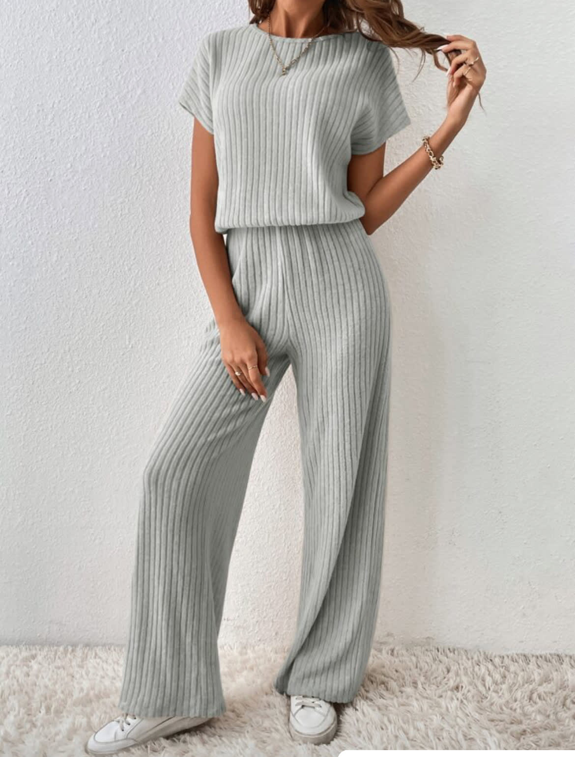 Women's Knitted Loose Wide-leg Pants Two-piece Suit view 10