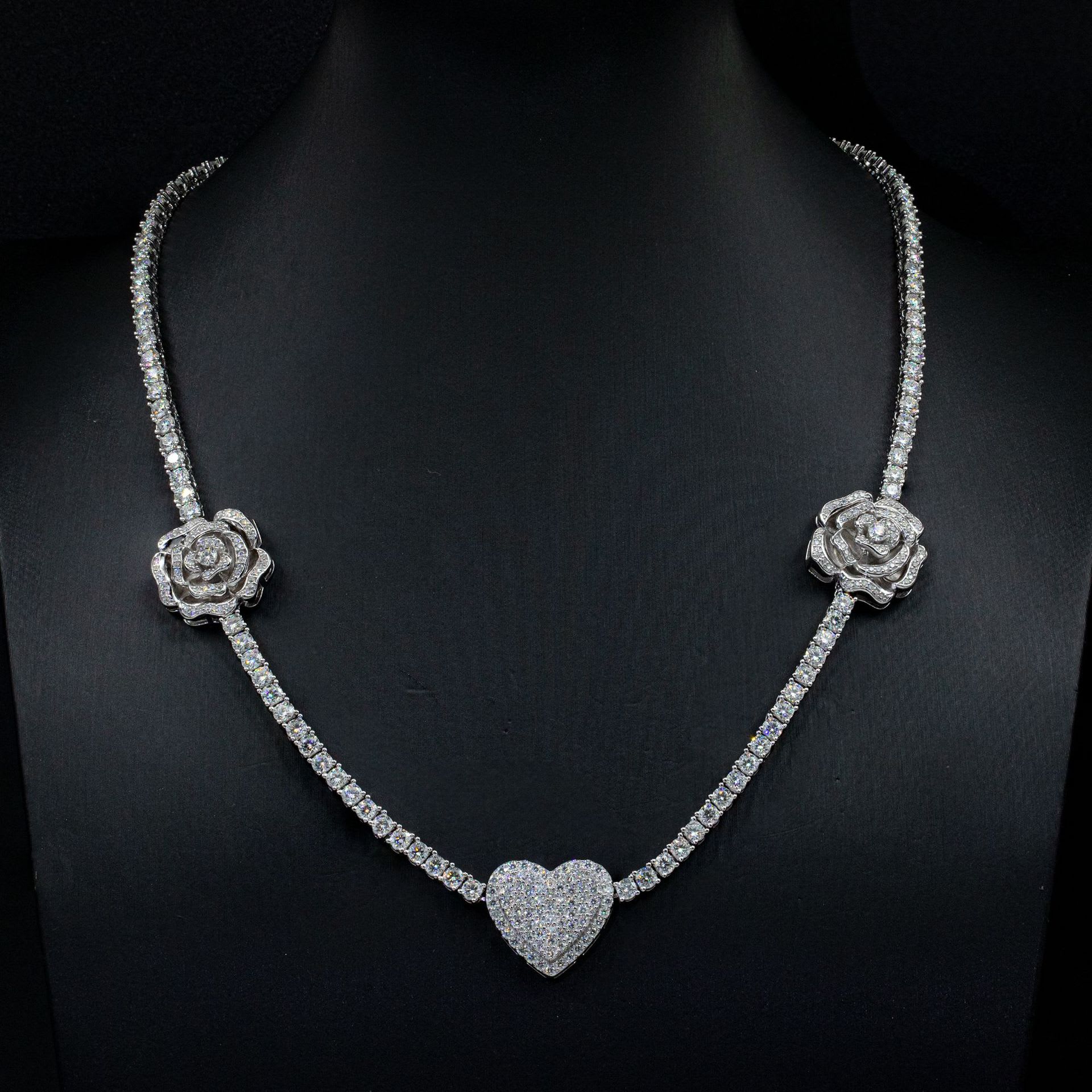 925 Silver Set Moissani Hip-hop Personalized Rose Necklace view 6