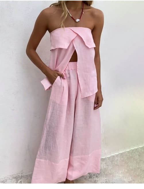 Women's Fashion Solid Color Cotton And Linen Suit view 3