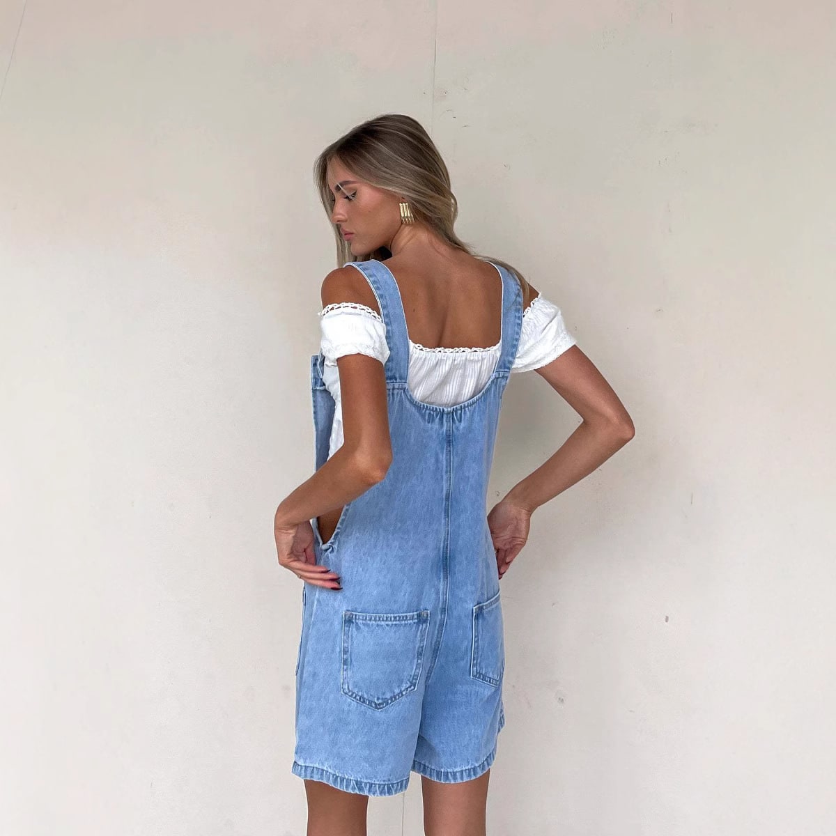 Women's Suspender Trousers Slim Straight One-piece view 5