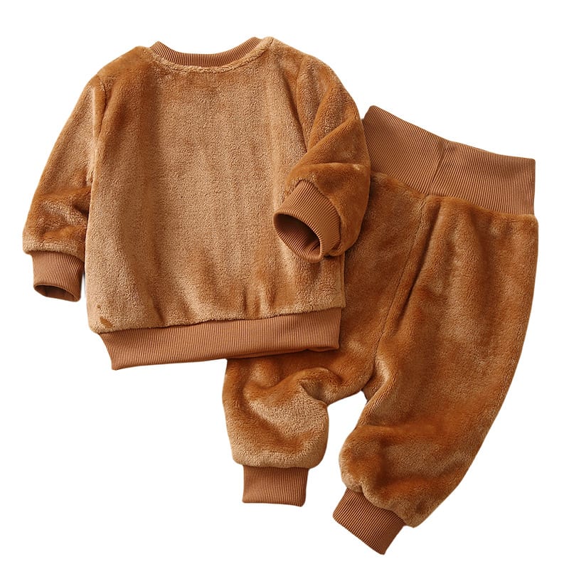 Children's Suit Autumn And Winter Boys And Girls Fleece-lined Thermal Pajamas view 2