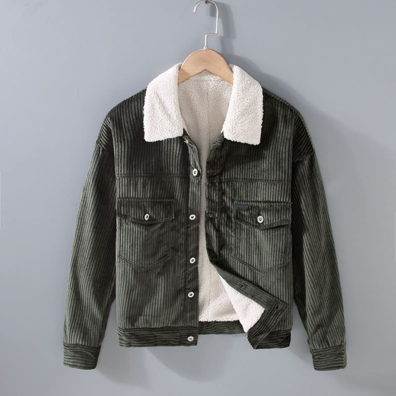 Winter New Japanese Style Corduroy Plus Sheep Chilli Velvet Jacket Casual Men's Coat view 5